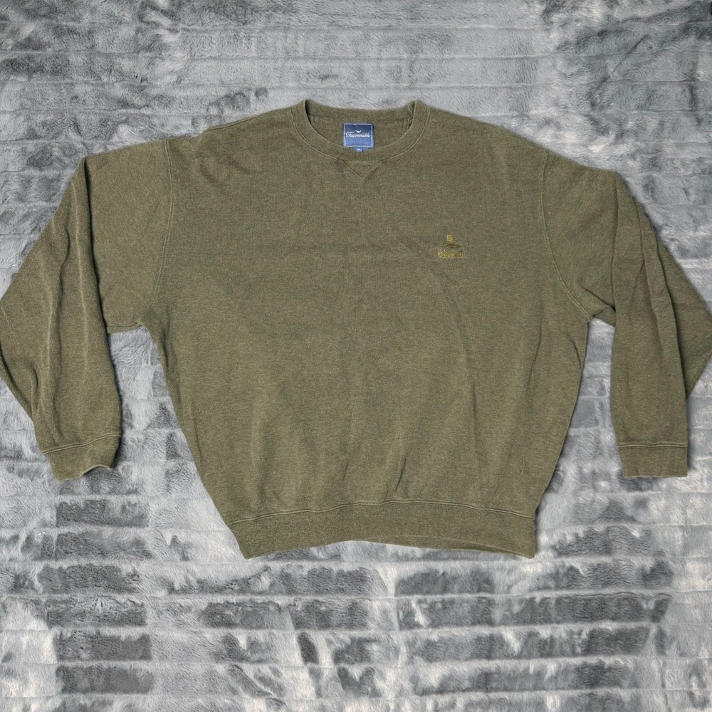 Faconnable Mens Olive Green 100% Cotton Crewneck Sweatshirt Size M Logo 6085